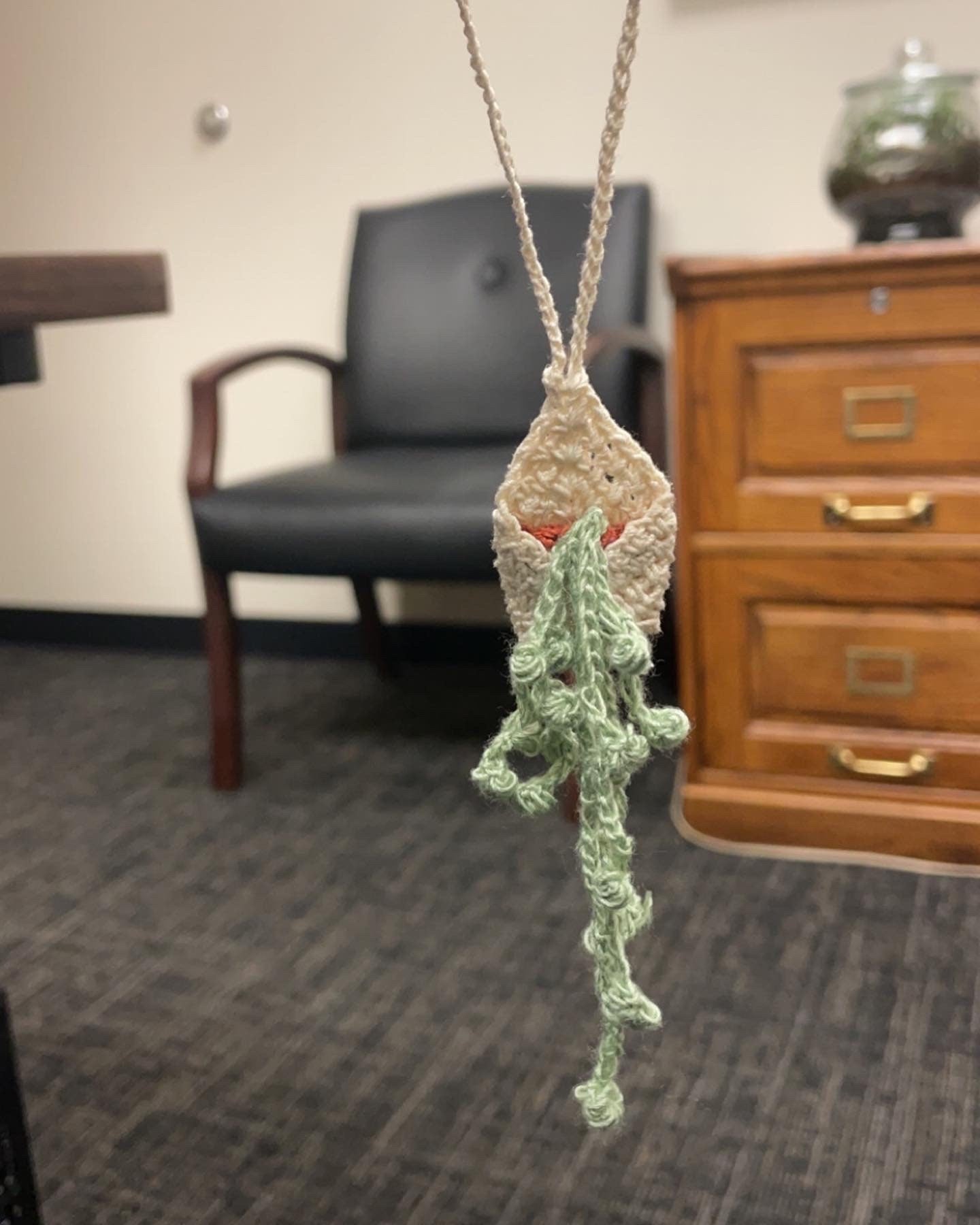 rear view mirror hanging plant Crochet String of Pearls Car Mirror Charm – Adjustable Length, Handmad – Cozy Shire Co