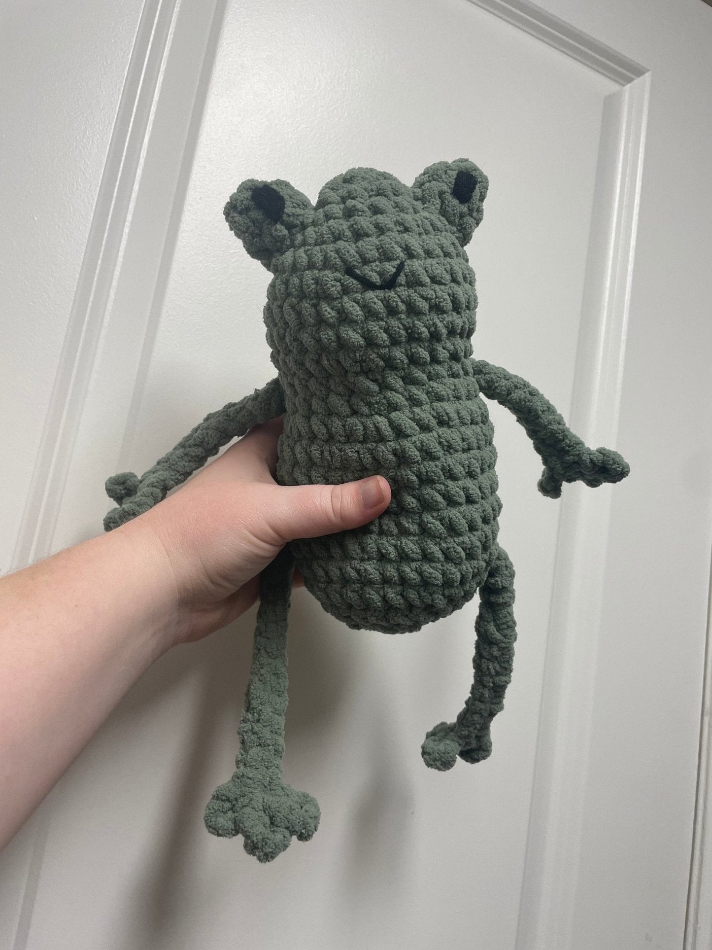 Dahdoo the Frog - crochet baby snuggler - Cozy Shire Co.