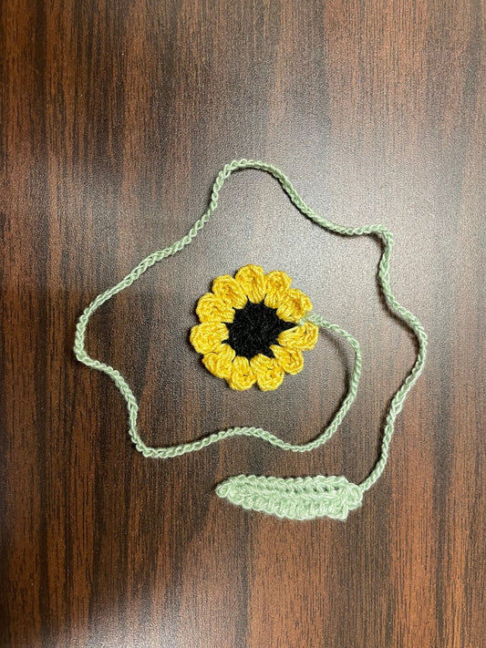 Mini rear - view mirror hanging sunflower and leaf - Cozy Shire Co.